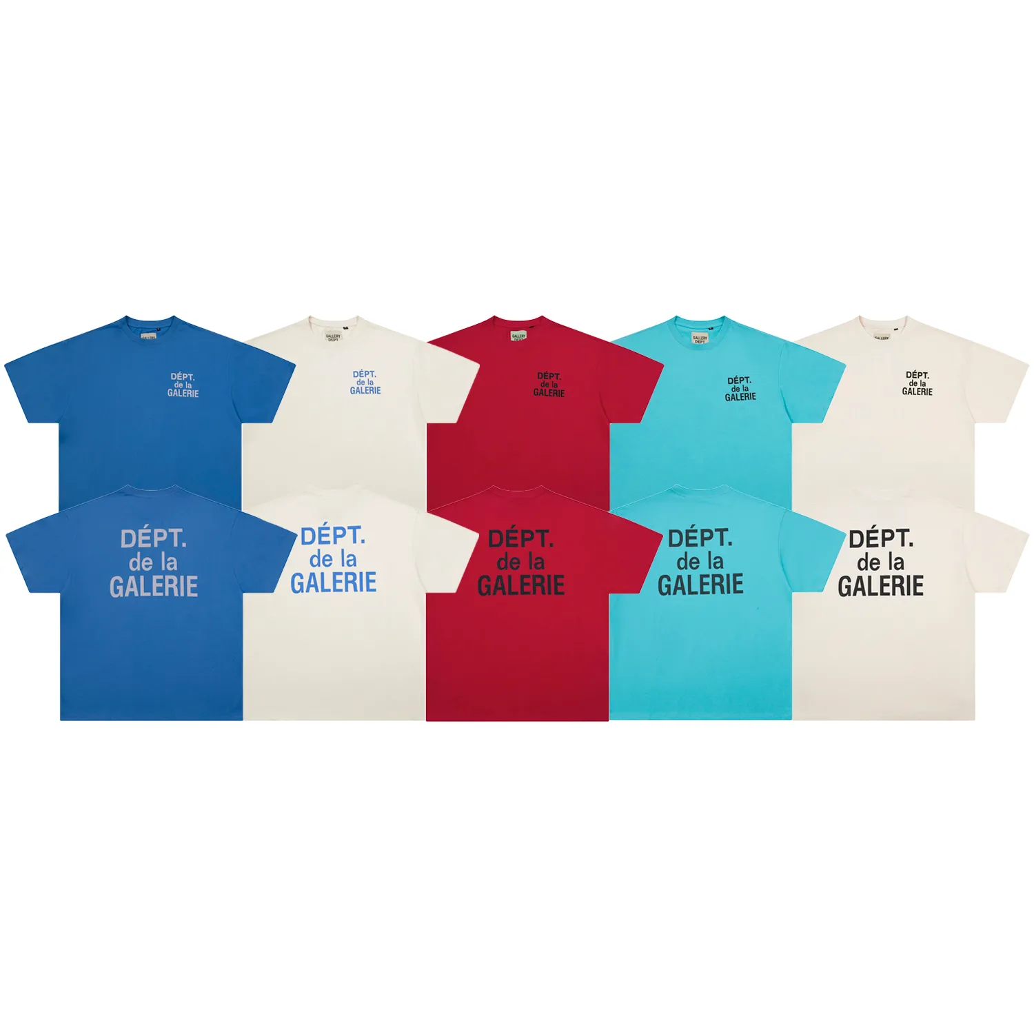 648#Gallery Dept New Classic Basic French Letters LOGO Basic Slogan Round Neck Short Sleeve T-Shirt Pure Cotton Tee Royal Blue Red Lake Blue Apricot Print Blue Apricot Print Black S～XL p90
